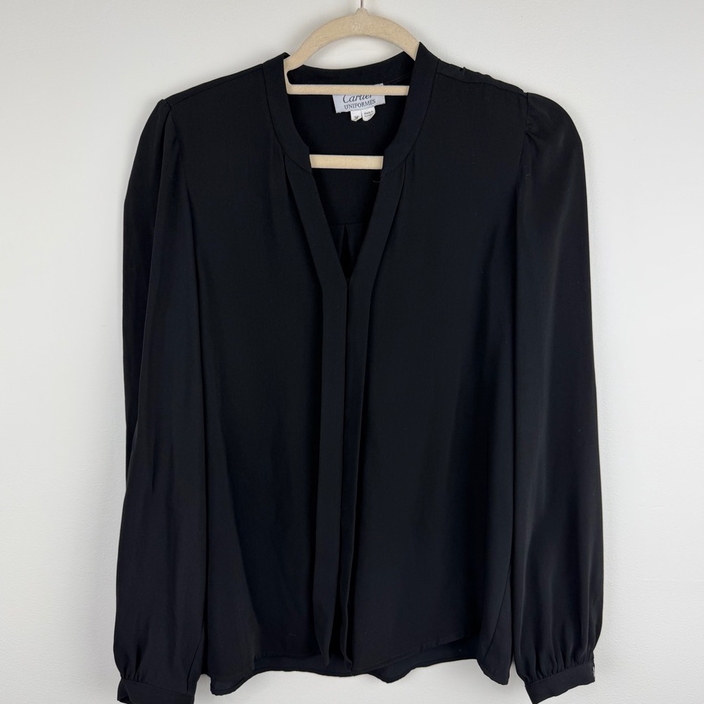 Cartier Uniformes Black Long Sleeve Blouse Minimalist Chic Size 38 (M)